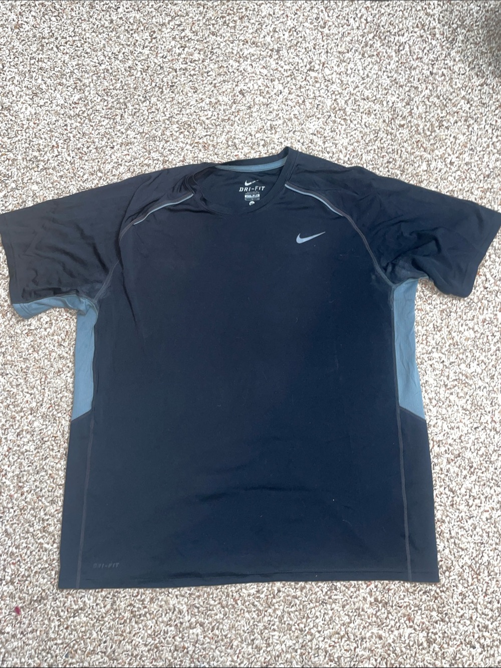 Nike Black Short-Sleeve Dri-FIT Performance Tee with Gray Panels